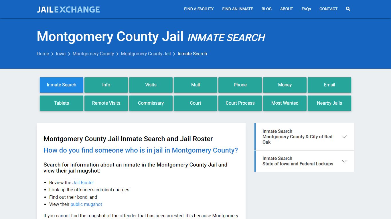 Montgomery County Jail Inmate Search - Jail Exchange